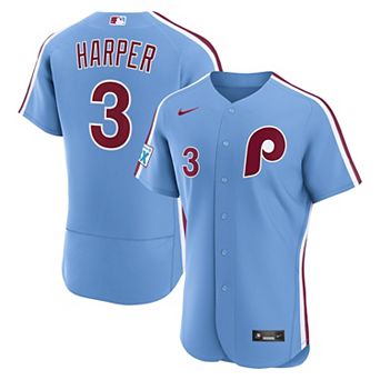Men's Nike Bryce Harper Light Blue Philadelphia Phillies Alternate Authentic Sponsor Patch Jersey