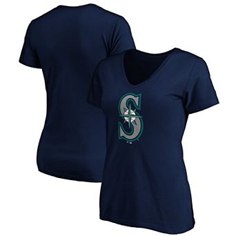 Women's Logo Athletic Navy Seattle Mariners Official Logo Athletic V-Neck T-Shirt