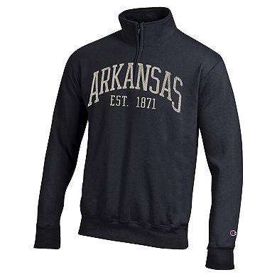 Men's Champion Black Arkansas Razorbacks Powerblend Quarter-Zip Pullover
