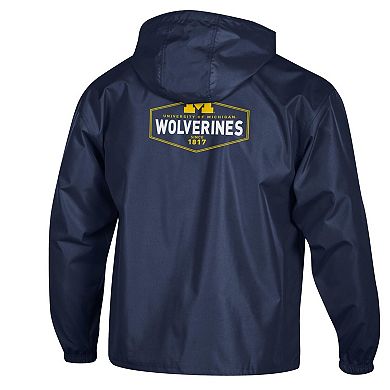 Men's Champion Navy Michigan Wolverines Delay Packable Half-Zip Jacket
