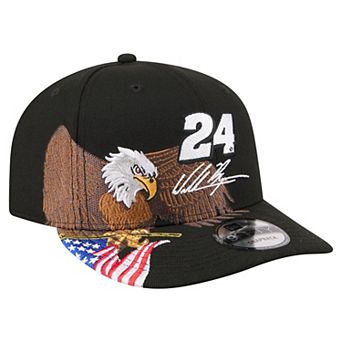 Men's New Era Black William Byron Patriotic Eagle & Flag A-Frame 9FIFTY Snapback Hat