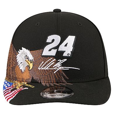 Men's New Era Black William Byron Patriotic Eagle & Flag A-Frame 9FIFTY Snapback Hat