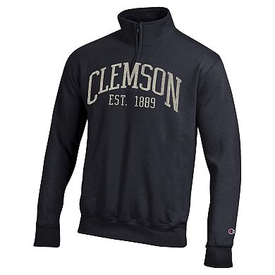Men's Champion Black Clemson Tigers Powerblend Quarter-Zip Pullover