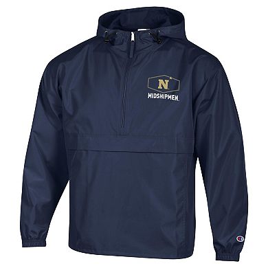 Men's Navy Champion Navy Midshipmen Delay Packable Half-Zip Jacket