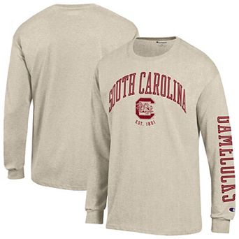 Men's Champion Heather Oatmeal South Carolina Gamecocks Neutral Arch Long-Sleeve T-Shirt