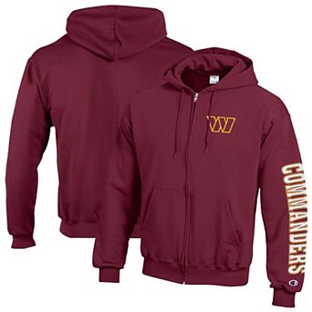 Men's Champion Burgundy Washington Commanders Powerblend Fleece Full-Zip Hoodie