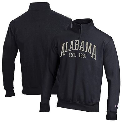 Men's Champion Black Alabama Crimson Tide Powerblend Quarter-Zip Pullover