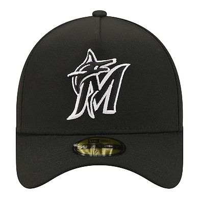 Men's New Era Black Miami Marlins A-Frame 59FORTY Fitted Hat