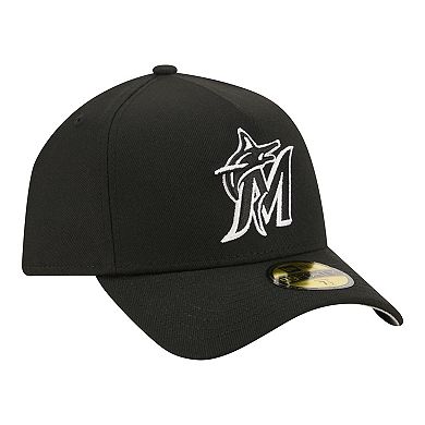 Men's New Era Black Miami Marlins A-Frame 59FORTY Fitted Hat