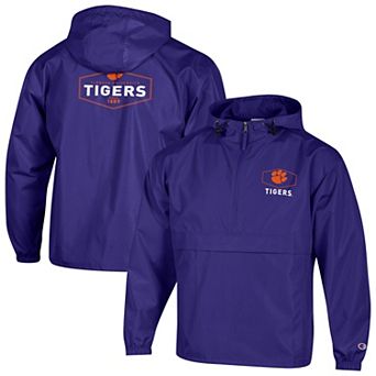 Men's Champion Purple Clemson Tigers Delay Packable Half-Zip Jacket