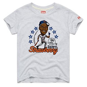 Youth Homage Darryl Strawberry Ash New York Mets Cooperstown Collection Caricature Tri-Blend T-Shirt
