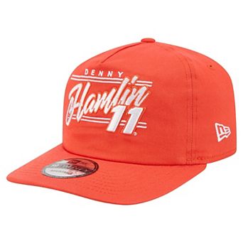 Men's New Era Orange Denny Hamlin Driver Script 19TWENTY Adjustable Hat