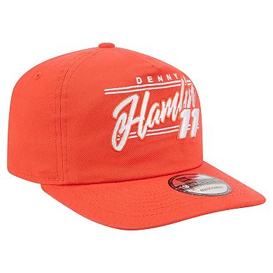 Men's New Era Orange Denny Hamlin Driver Script 19TWENTY Adjustable Hat