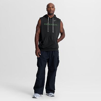 Men's Nike Black Oregon Ducks 2026 Sideline Sleeveless Dri-FIT Hoodie