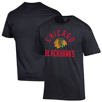 Men's Champion Black Chicago Blackhawks Primary Logo Jersey T-Shirt