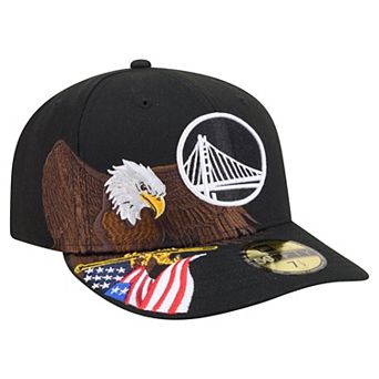 Men's New Era Black Golden State Warriors Freedom Pre-Curved 59FIFTY Fitted Hat