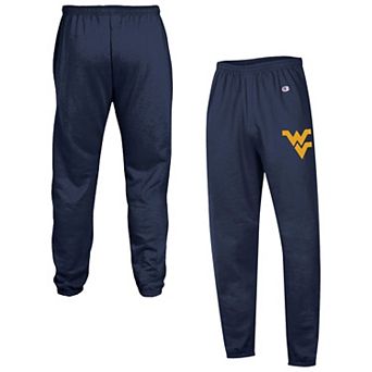 Men's Champion Navy West Virginia Mountaineers Powerblend Banded Fleece Sweatpants