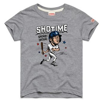 Youth Homage Shohei Ohtani Gray Los Angeles Dodgers Caricature Tri-Blend T-Shirt