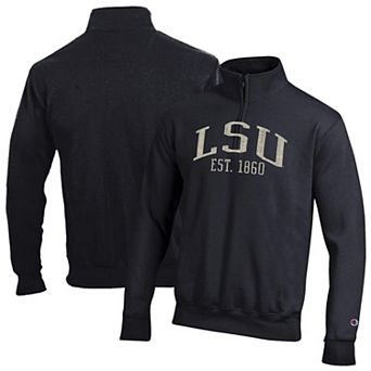 Men's Champion Black LSU Tigers Powerblend Quarter-Zip Pullover