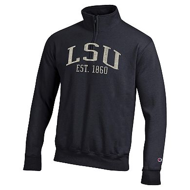 Men's Champion Black LSU Tigers Powerblend Quarter-Zip Pullover