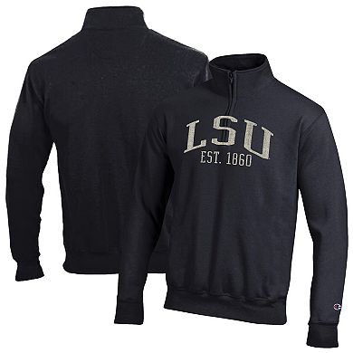 Men's Champion Black LSU Tigers Powerblend Quarter-Zip Pullover