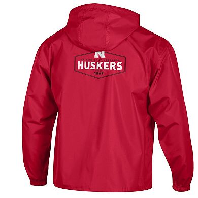 Men's Champion Scarlet Nebraska Huskers Delay Packable Half-Zip Jacket