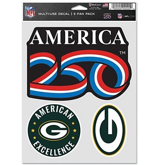 WinCraft Green Bay Packers America 250 Three-Piece Fan Decal Set