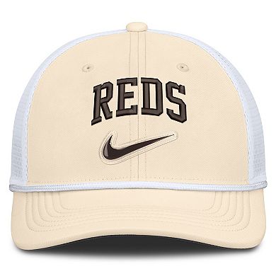 Men's Nike Natural/White Cincinnati Reds Rise Dri-FIT Trucker Adjustable Hat​