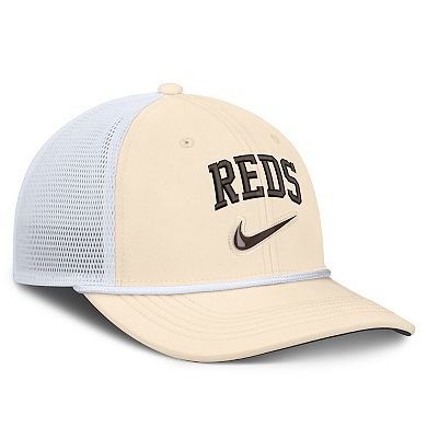 Men's Nike Natural/White Cincinnati Reds Rise Dri-FIT Trucker Adjustable Hat​