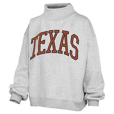 Women's Pressbox Heather Gray Texas Longhorns Oversized Nelson Mock Neck Sweatshirt