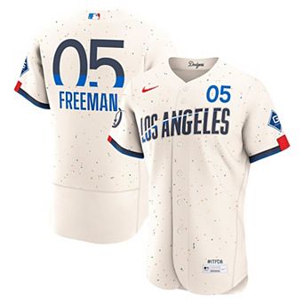 Men's Nike Cream Freddie Freeman Los Angeles Dodgers City Connect Authentic Sponsor Patch Jersey