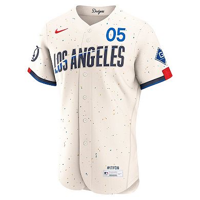 Men's Nike Cream Freddie Freeman Los Angeles Dodgers City Connect Authentic Sponsor Patch Jersey