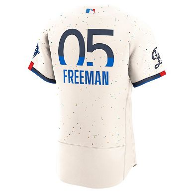 Men's Nike Cream Freddie Freeman Los Angeles Dodgers City Connect Authentic Sponsor Patch Jersey