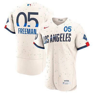 Men's Nike Cream Freddie Freeman Los Angeles Dodgers City Connect Authentic Sponsor Patch Jersey