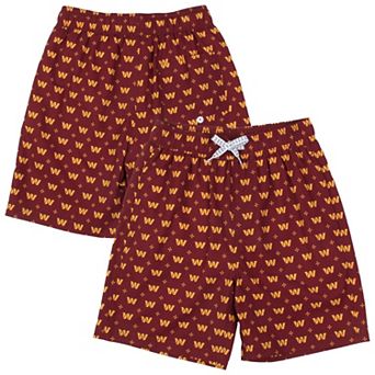 Youth Wes & Willy Burgundy Washington Commanders Fleur Swim Trunks