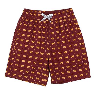 Youth Wes & Willy Burgundy Washington Commanders Fleur Swim Trunks