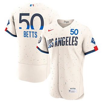 Men's Nike Cream Mookie Betts Los Angeles Dodgers City Connect Authentic Sponsor Patch Jersey
