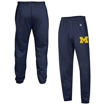 Men's Champion Navy Michigan Wolverines Powerblend Banded Fleece Sweatpants