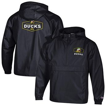 Men's Champion Black Oregon Ducks Delay Packable Half-Zip Jacket