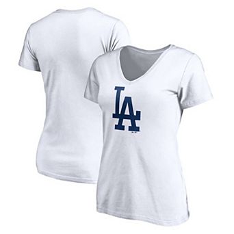 Women's Logo Athletic White Los Angeles Dodgers Official Logo Athletic V-Neck T-Shirt