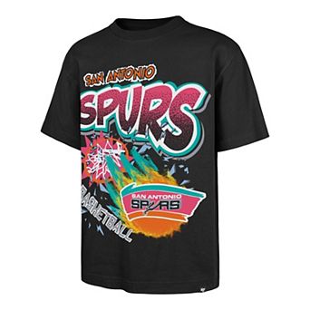 Men's '47 Black San Antonio Spurs Hardwood Classics Torched Foundation T-Shirt