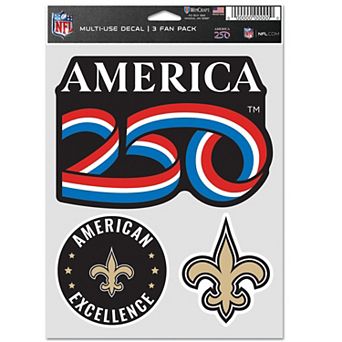 "WinCraft New Orleans Saints America 250 5.5"" x 7.75"" Three-Piece Fan Decal Set"