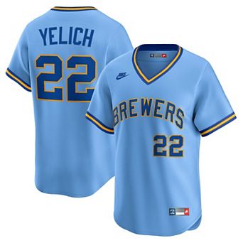Men's Nike Christian Yelich Powder Blue Milwaukee Brewers Cooperstown Collection Limited Jersey