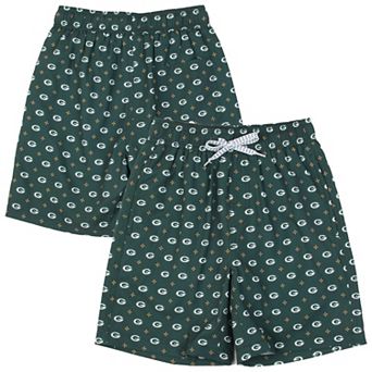 Youth Wes & Willy Green Green Bay Packers Fleur Swim Trunks