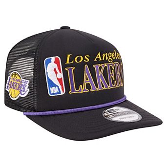 Men's New Era Black Los Angeles Lakers Team Logo Foam Front 19TWENTY A-Frame Trucker Adjustable Hat