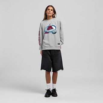 Women's Mitchell & Ness Heather Gray Colorado Avalanche Core 3-Hit Oversized Sweatshirt
