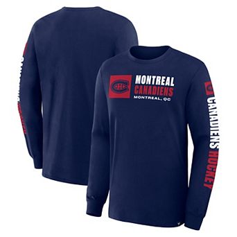 Men's Fanatics Navy Montreal Canadiens Goal Crease Legacy Long Sleeve T-Shirt
