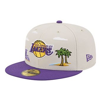 Men's New Era Tan/Purple Los Angeles Lakers Localized City Icon 59FIFTY Fitted Hat