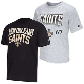 Men's Starter Black/Heather Gray New Orleans Saints Two-Pack Logo T-Shirt Set