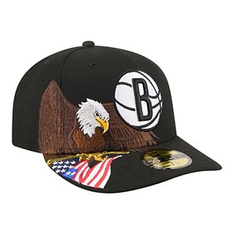 Men's New Era Black Brooklyn Nets Freedom Pre-Curved 59FIFTY Fitted Hat